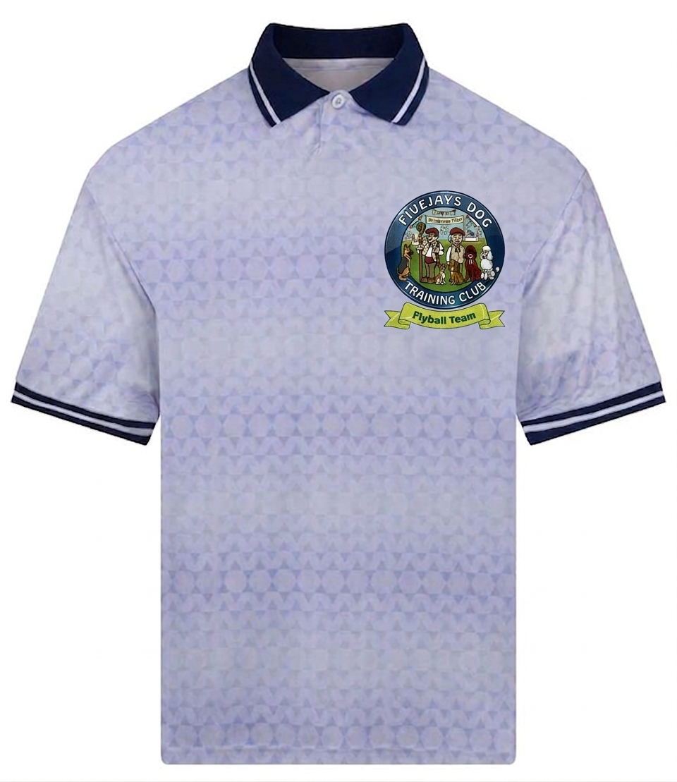 Fivejays Dog Training Club: Official Flyball Team Sports Jersey - White/Navy - Unisex