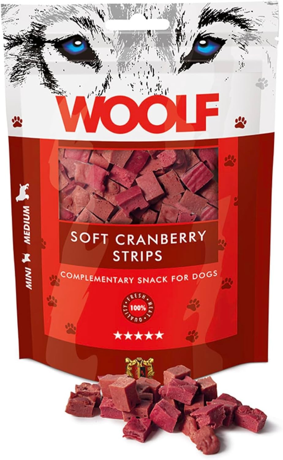 Woolf Soft Cranberry Strips 100g Natural Dog Treats